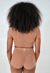 Brown Mesh Short Set