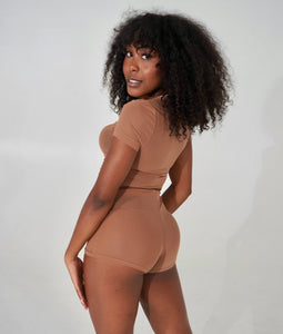 Brown Mesh Short Set